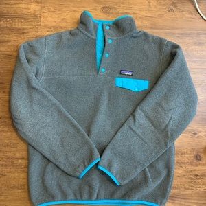 Patagonia Synchilla Snap T - Grey and Turquoise